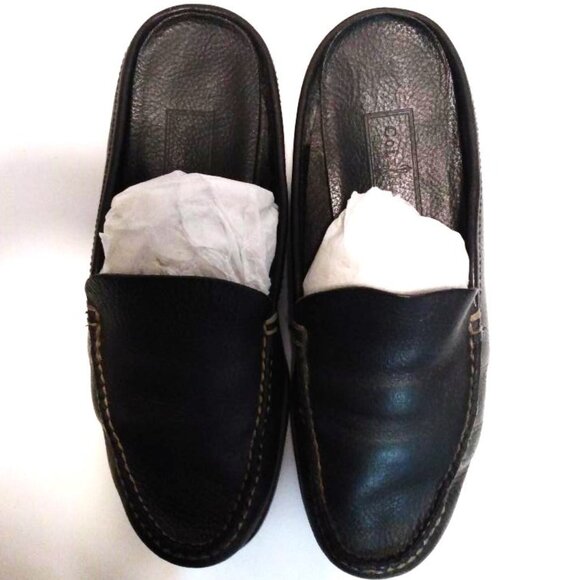 COLE HAAN VINTAGE BLACK LEATHER MULE FLAT LOAFERS W 7.5 - Picture 1 of 14